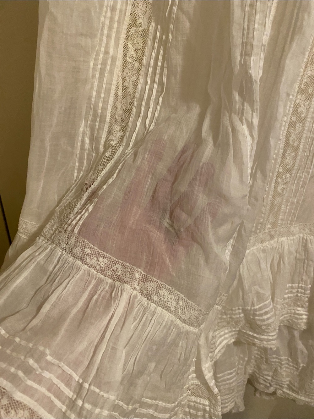 Vintage Handmade White High Low Prairie Maxi Skirt XXS Cottagecore - Picture 7 of 16